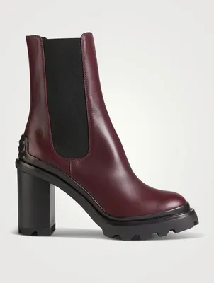 Leather Block-Heel Chelsea Boots