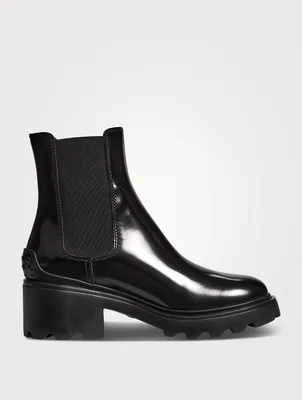 Block-Heel Leather Chelsea Boots