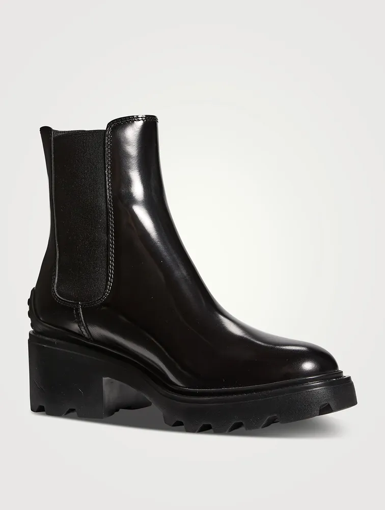 Block-Heel Leather Chelsea Boots