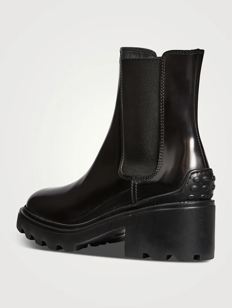 Block-Heel Leather Chelsea Boots