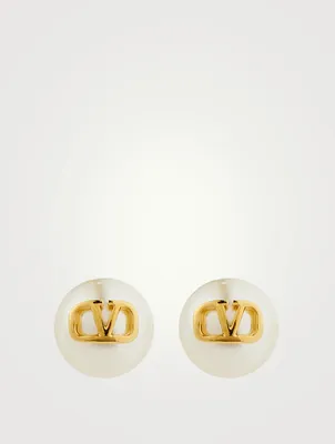 VLOGO Crystal Pearl Stud Earrings