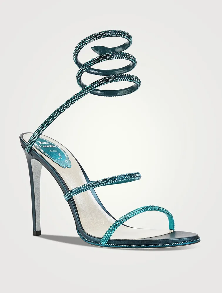 Cleo Crystal Satin Stiletto Sandals