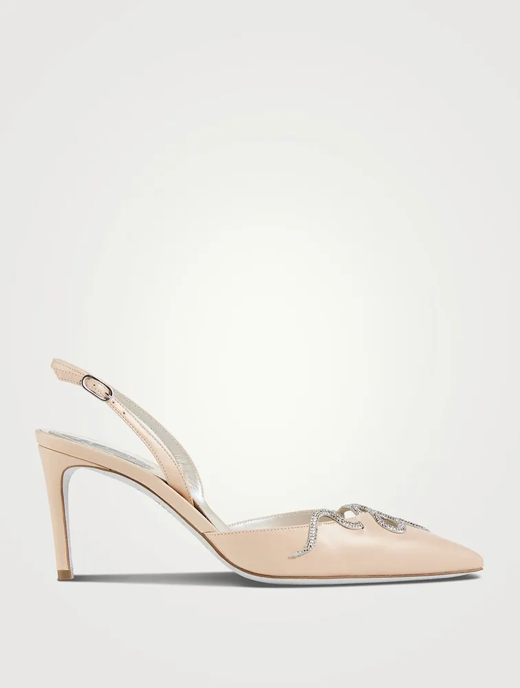 Morgana Crystal Satin Slingback Sandals