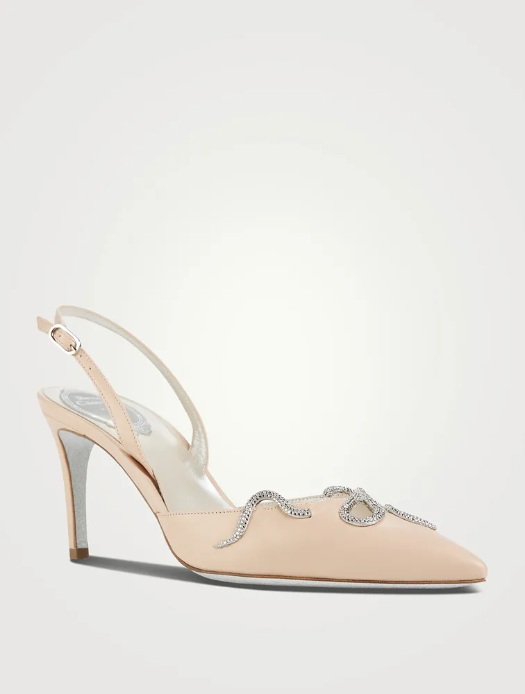 Morgana Crystal Satin Slingback Sandals