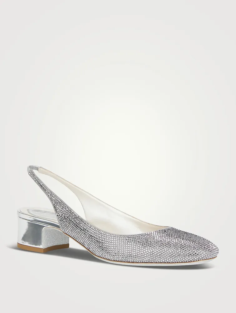 Crystal Satin Slingback Pumps