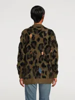 Distressed Sweater In Leopard Print