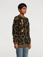 Distressed Sweater In Leopard Print