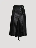 Faux Leather Pleated Midi Skirt