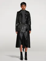 Faux Leather Pleated Midi Skirt