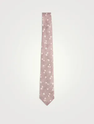 Silk And Linen Printed Tie
