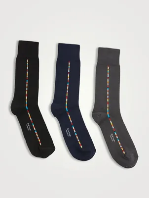 Three-Pack Central Signature Stripe Socks