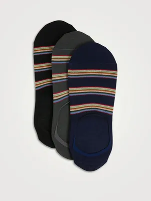 Three-Pack Multi Stripe Loafer Socks