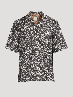 Digital Daisy Cotton-Blend Short-Sleeve Shirt
