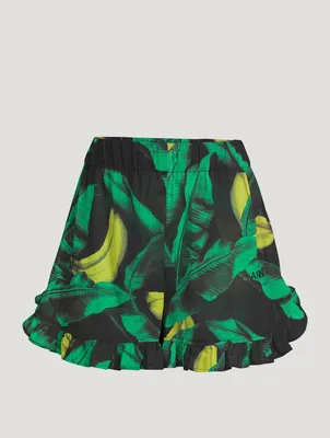 Ruffle Shorts Tropical Print