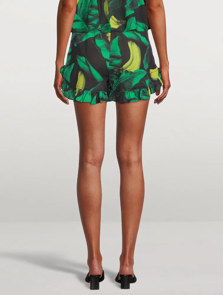 Ruffle Shorts Tropical Print