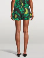 Ruffle Shorts Tropical Print