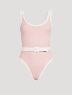 Volley Belted One-Piece Swimsuit