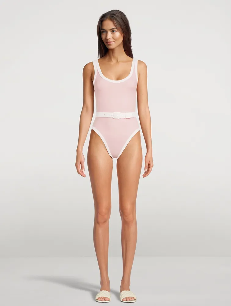 Volley Belted One-Piece Swimsuit