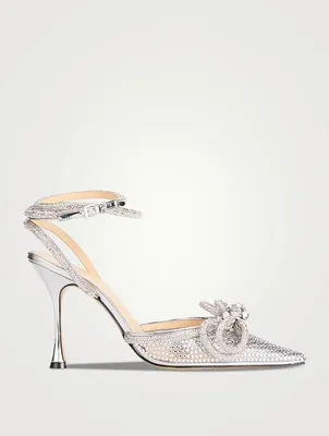 Double Bow Crystal-Embellished PVC Pumps