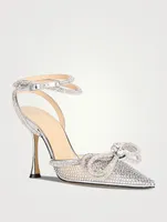 Double Bow Crystal-Embellished PVC Pumps