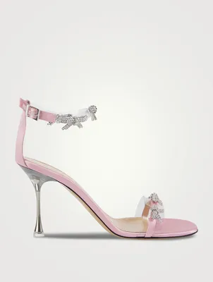 Floating Crystal Bow Satin Sandals