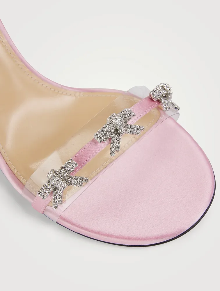 Floating Crystal Bow Satin Sandals