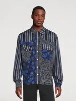 Colourblock Shirt With Floral Motif