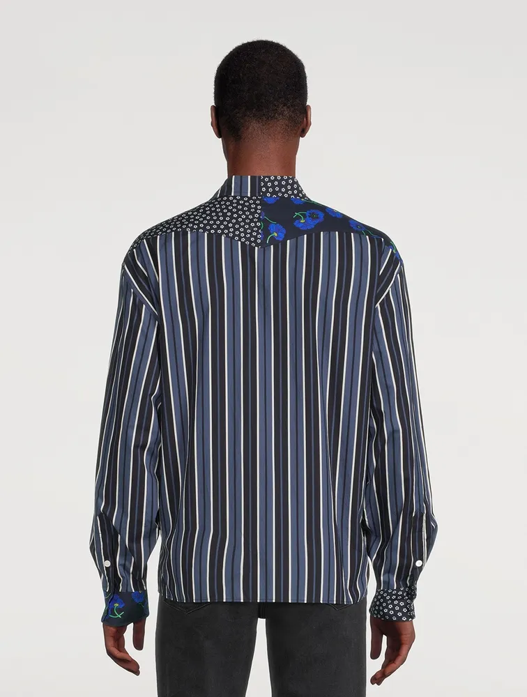 Colourblock Shirt With Floral Motif