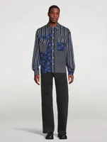 Colourblock Shirt With Floral Motif