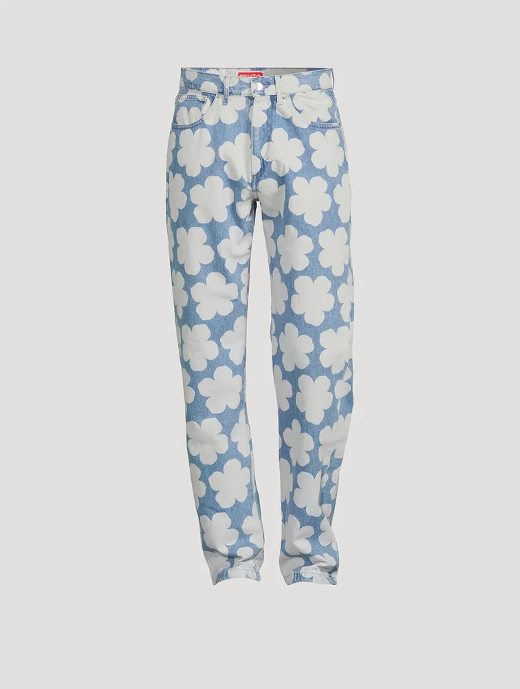 Botan Cotton Loose-Fit Jeans In Hana Dot Print