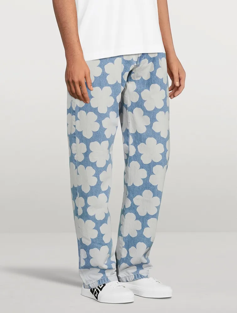 Botan Cotton Loose-Fit Jeans In Hana Dot Print