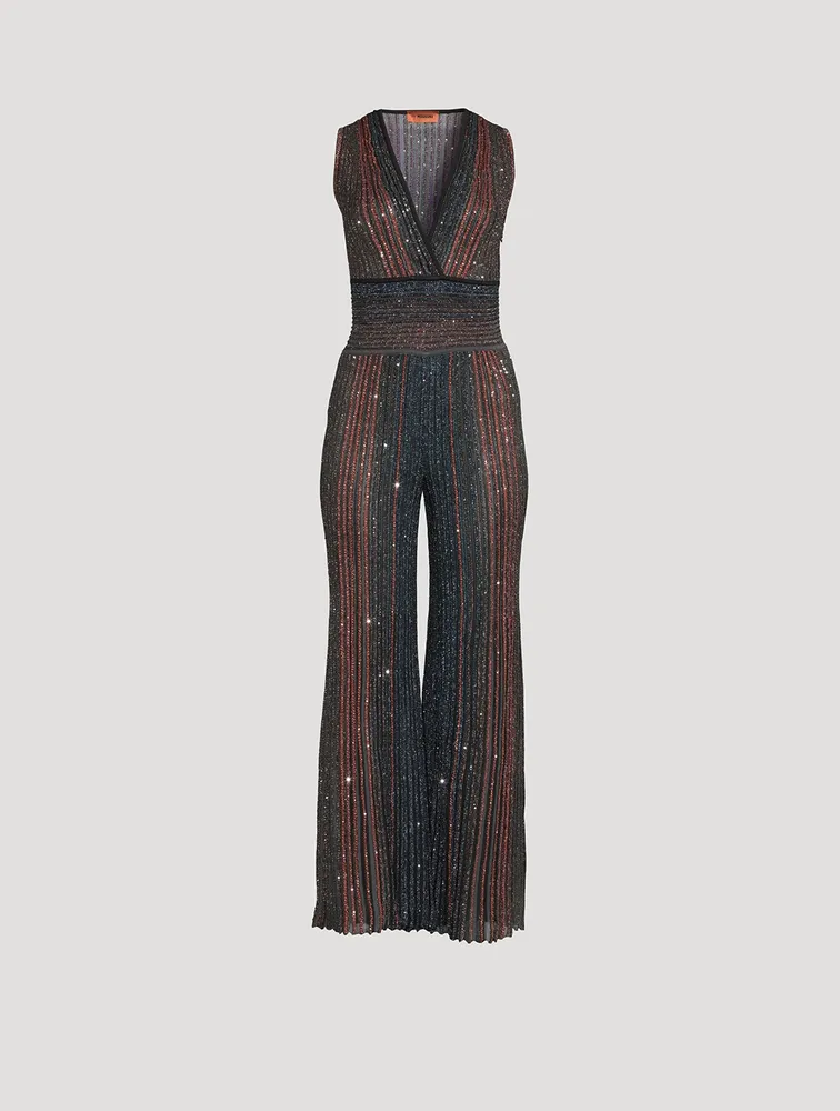 V-Neck Beaded Jumpsuit