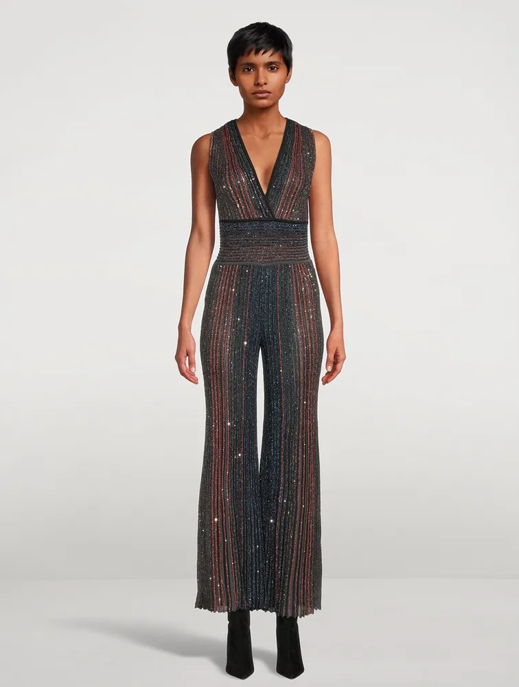 V-Neck Beaded Jumpsuit