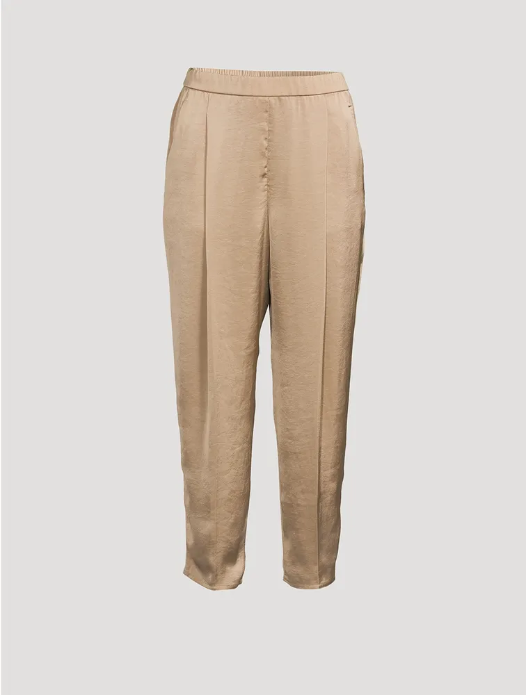 Crushed Satin Straight-Leg Trousers