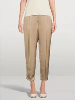 Crushed Satin Straight-Leg Trousers