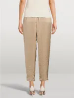 Crushed Satin Straight-Leg Trousers