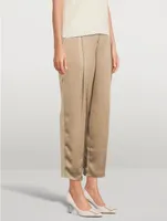 Crushed Satin Straight-Leg Trousers