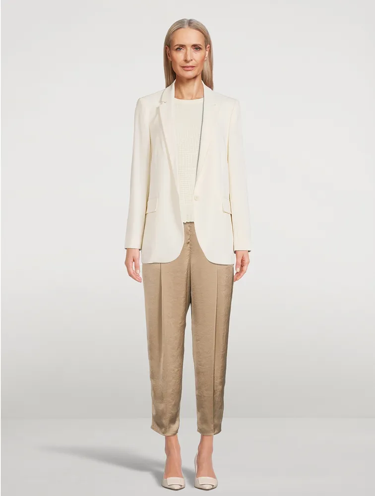 Crushed Satin Straight-Leg Trousers