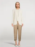 Crushed Satin Straight-Leg Trousers