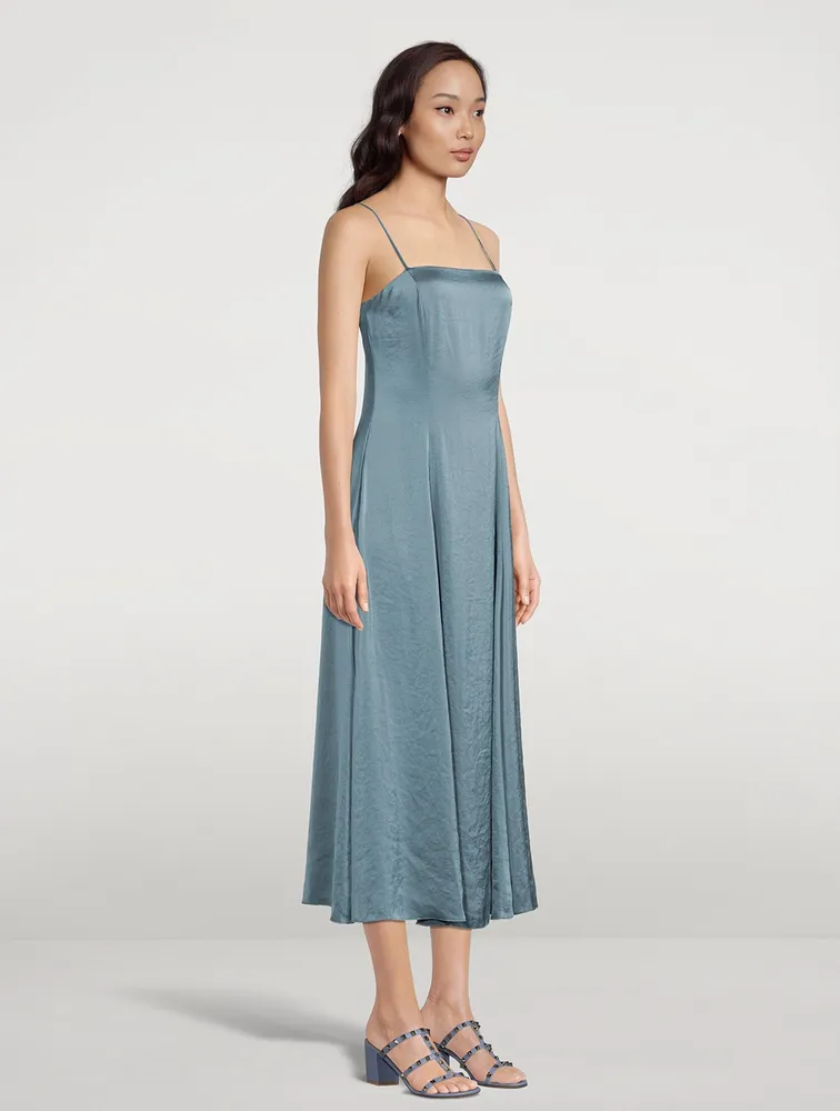 Crushed Satin Midi Dress