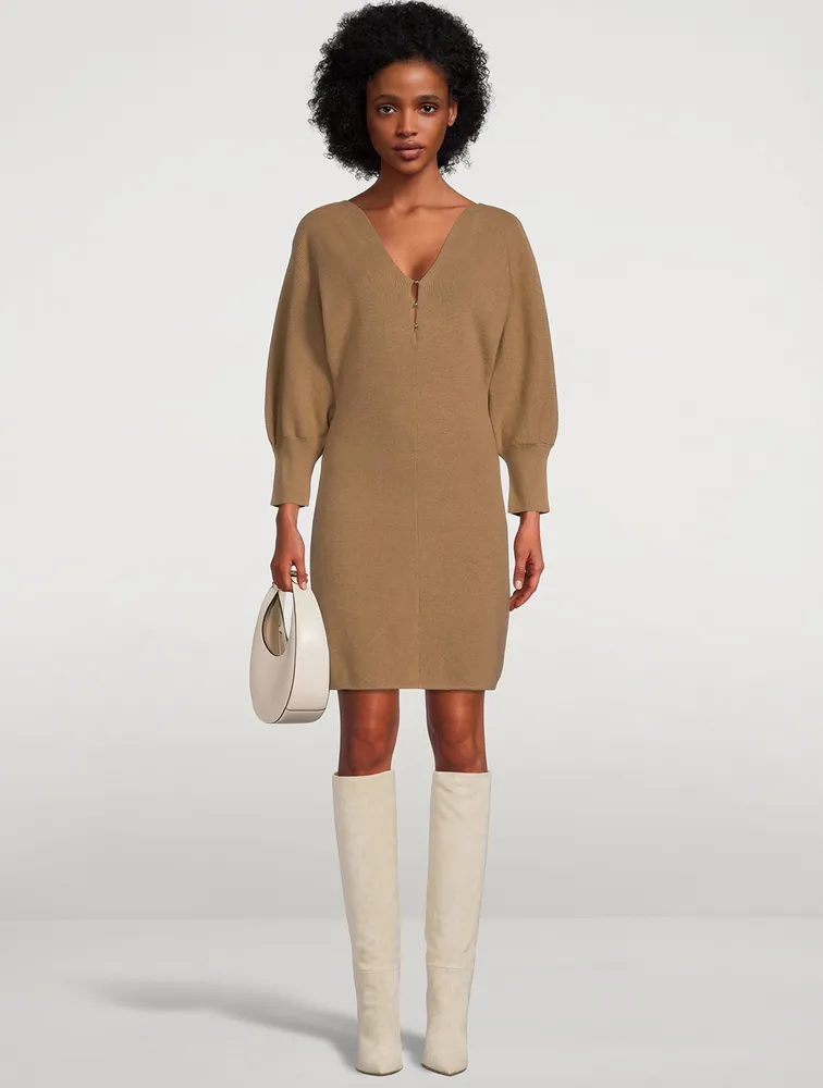 Hazia Puff-Sleeve Knit Dress