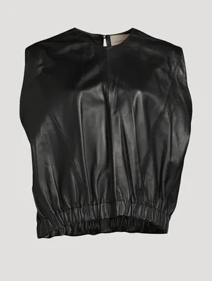 Hanwa Leather Sleeveless Top