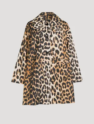 Oversized Canvas Jacket Leopard Print