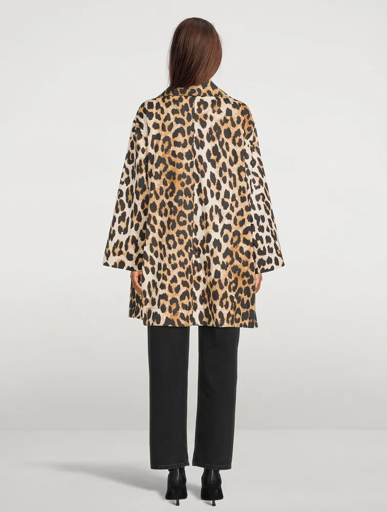 Oversized Canvas Jacket Leopard Print