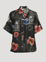 Silk Linen Shirt Floral Print