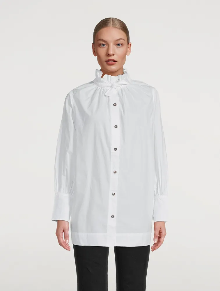 Cotton Poplin Tie-String Shirt