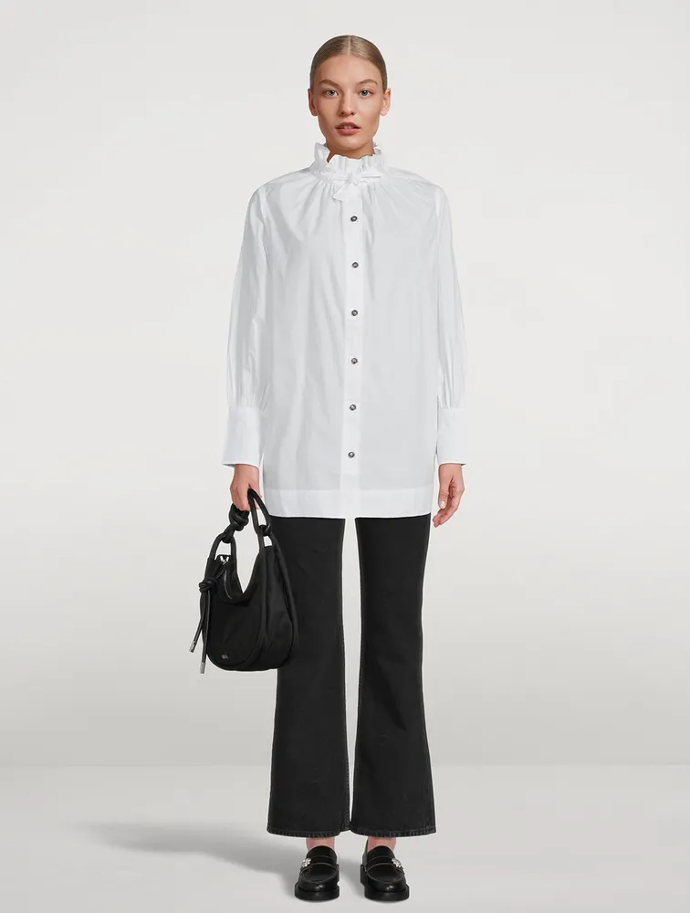 Cotton Poplin Tie-String Shirt