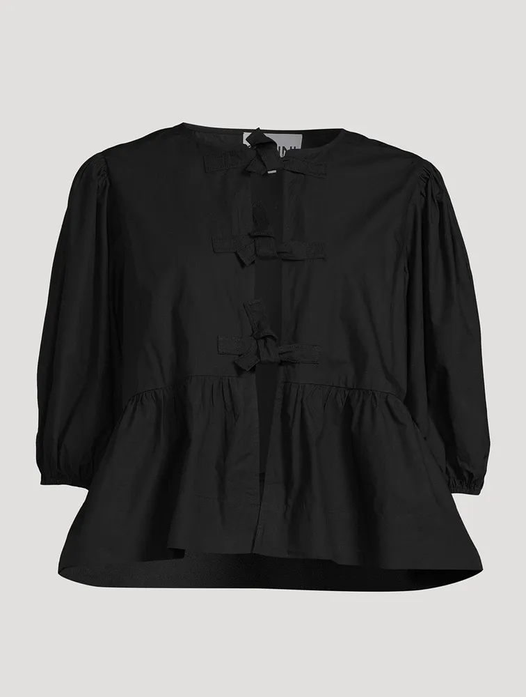 Cotton Poplin Peplum Blouse