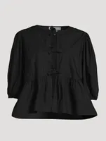 Cotton Poplin Peplum Blouse
