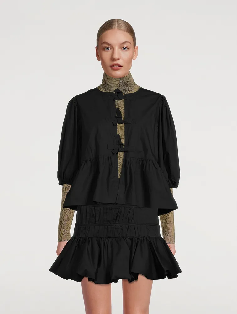Cotton Poplin Peplum Blouse